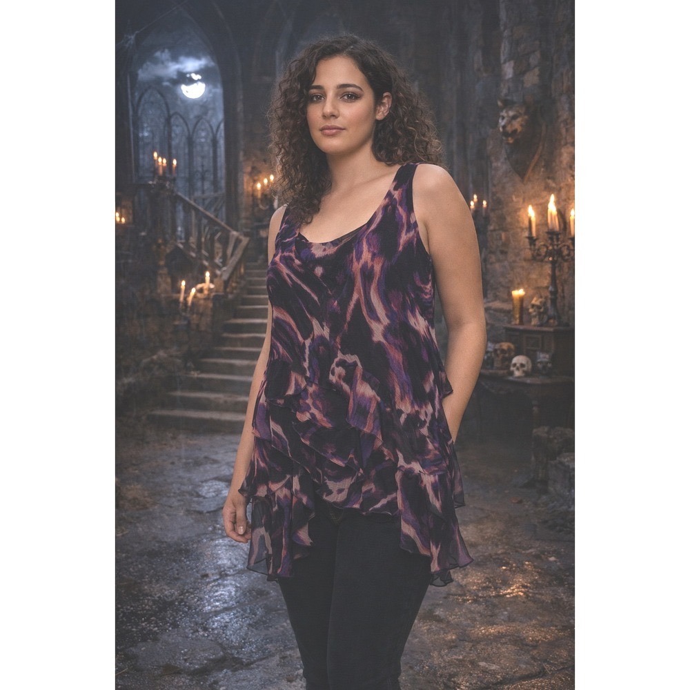 Charlotte Russe Whimsigoth Fairy Sheer Purple Black Tank Top XS
